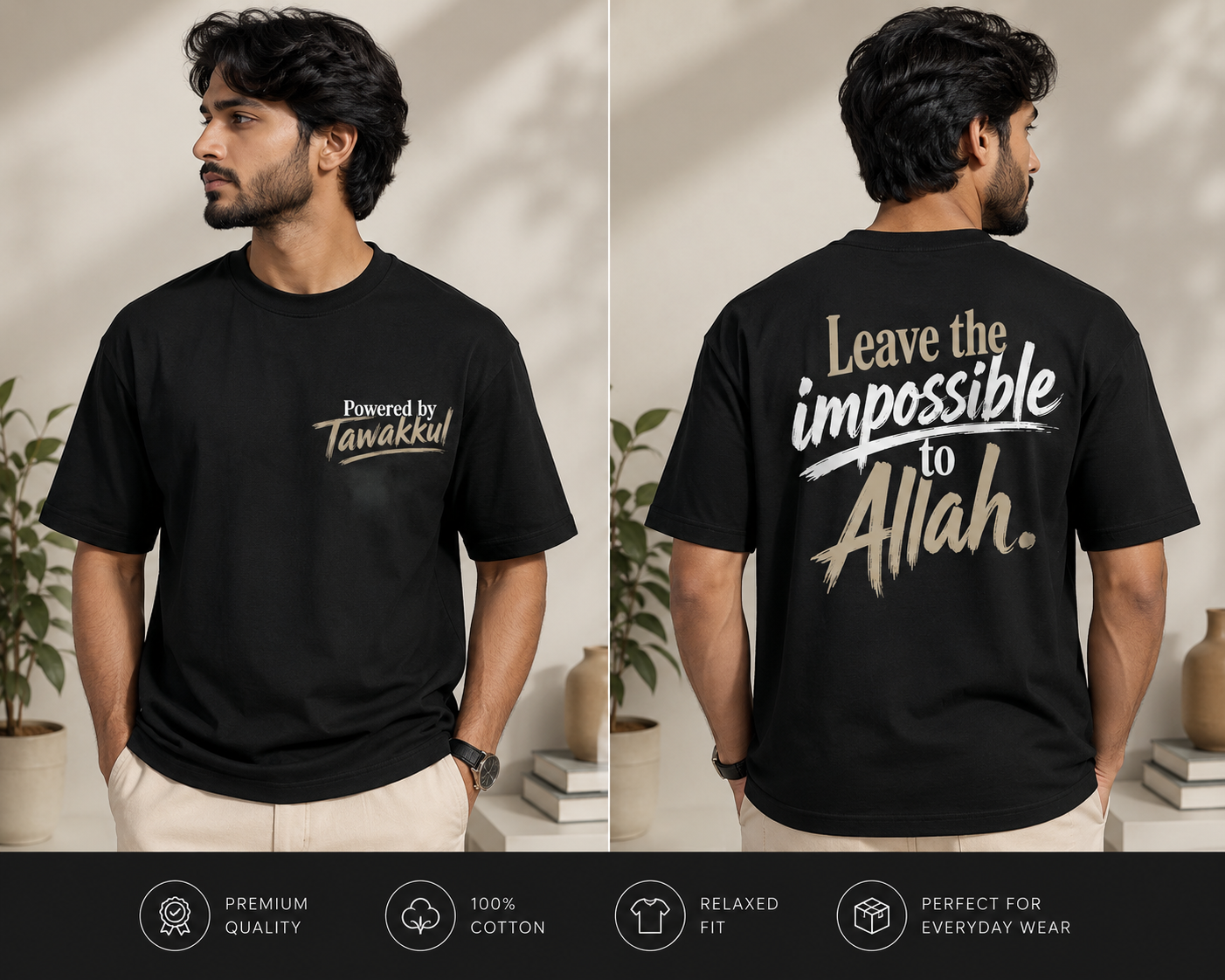Powered by Tawakkul™ | Oversized Premium Muslim Streetwear T-Shirt